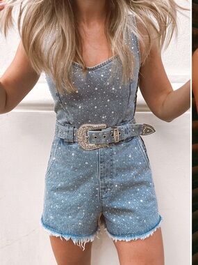 NWT Show Me Your MuMu Spears Romper with Rhinestones sz Small S